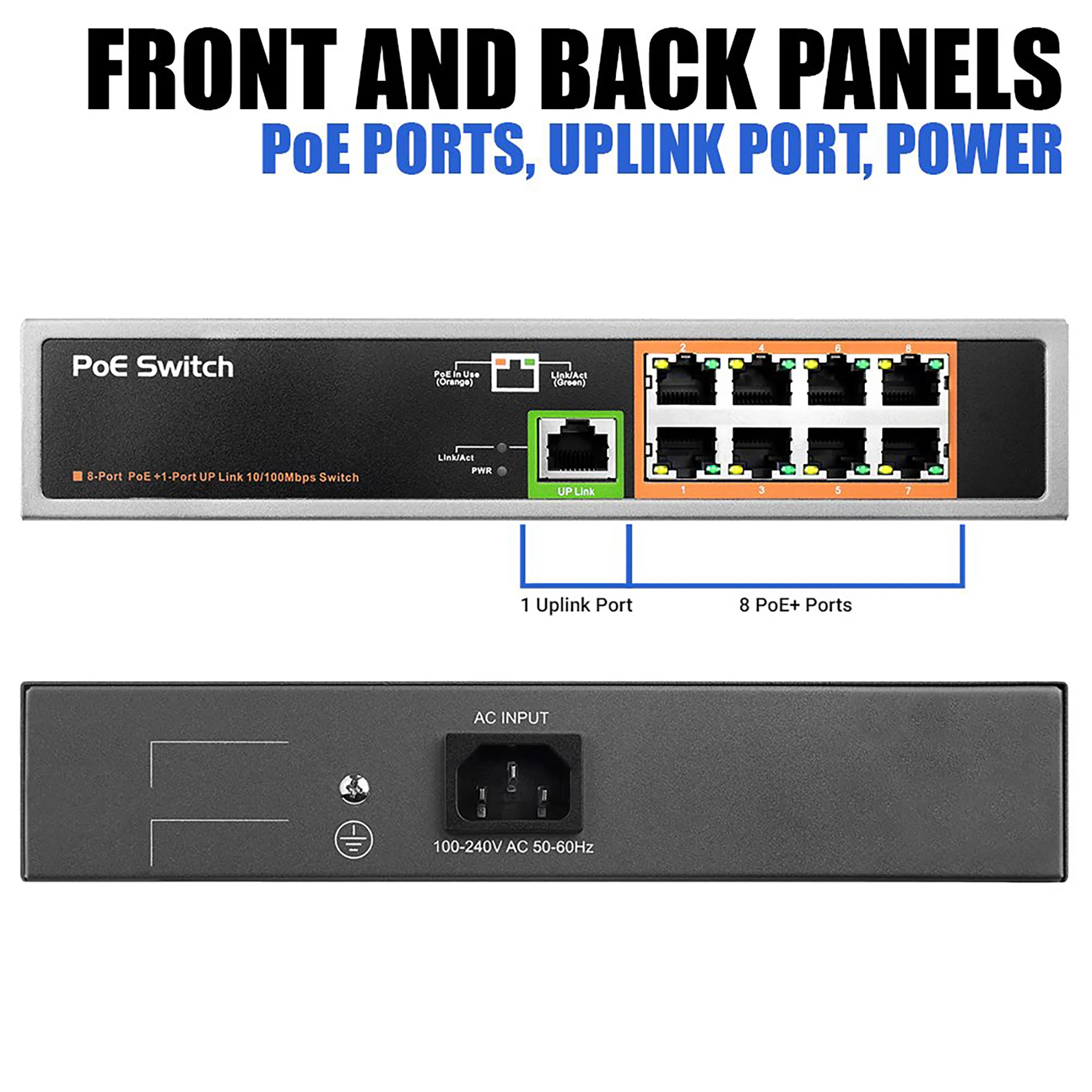 BV-Tech 8 PoE+ Ports Switch with 1 Uplink | POE-SW801 - Image 5