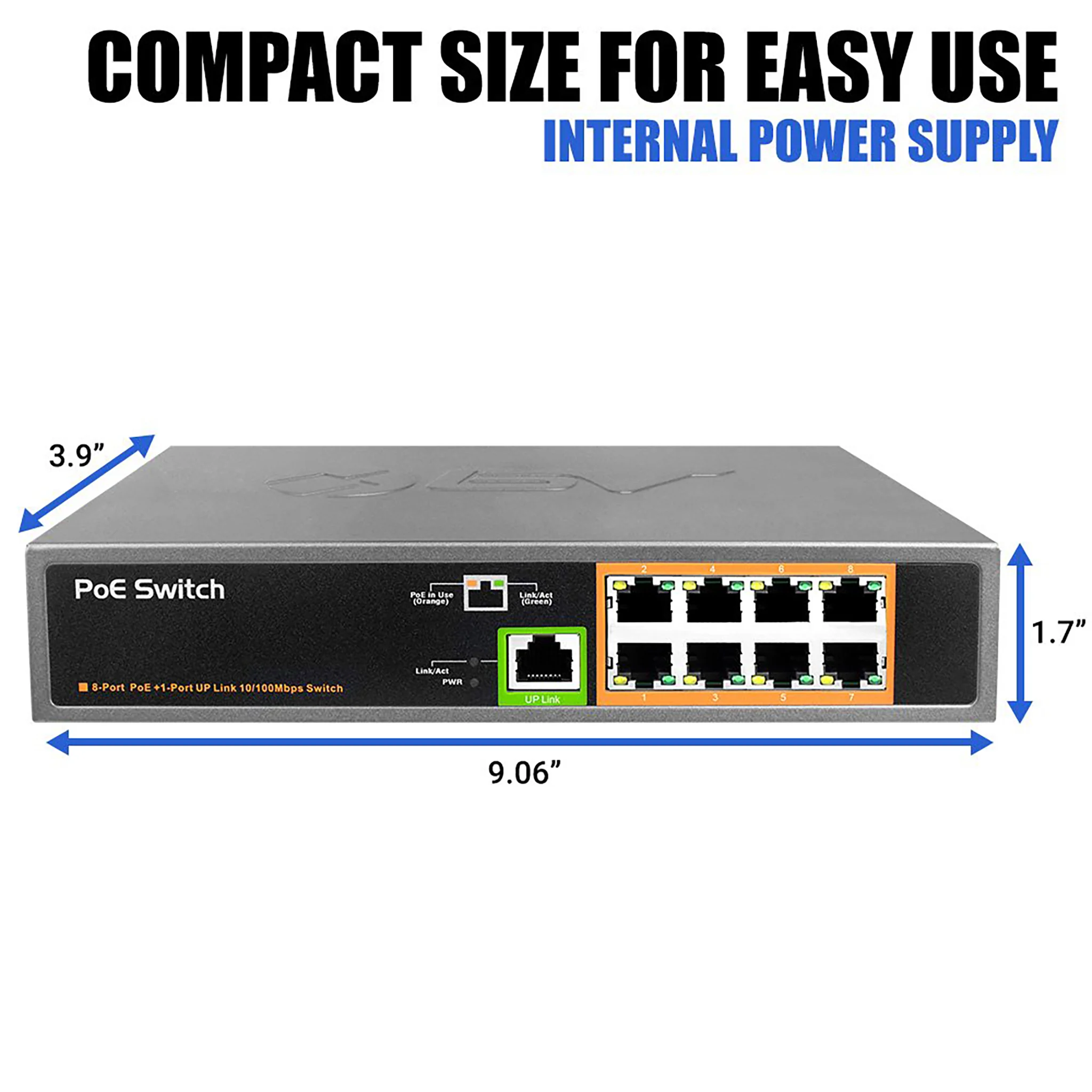 BV-Tech 8 PoE+ Ports Switch with 1 Uplink | POE-SW801 - Image 6